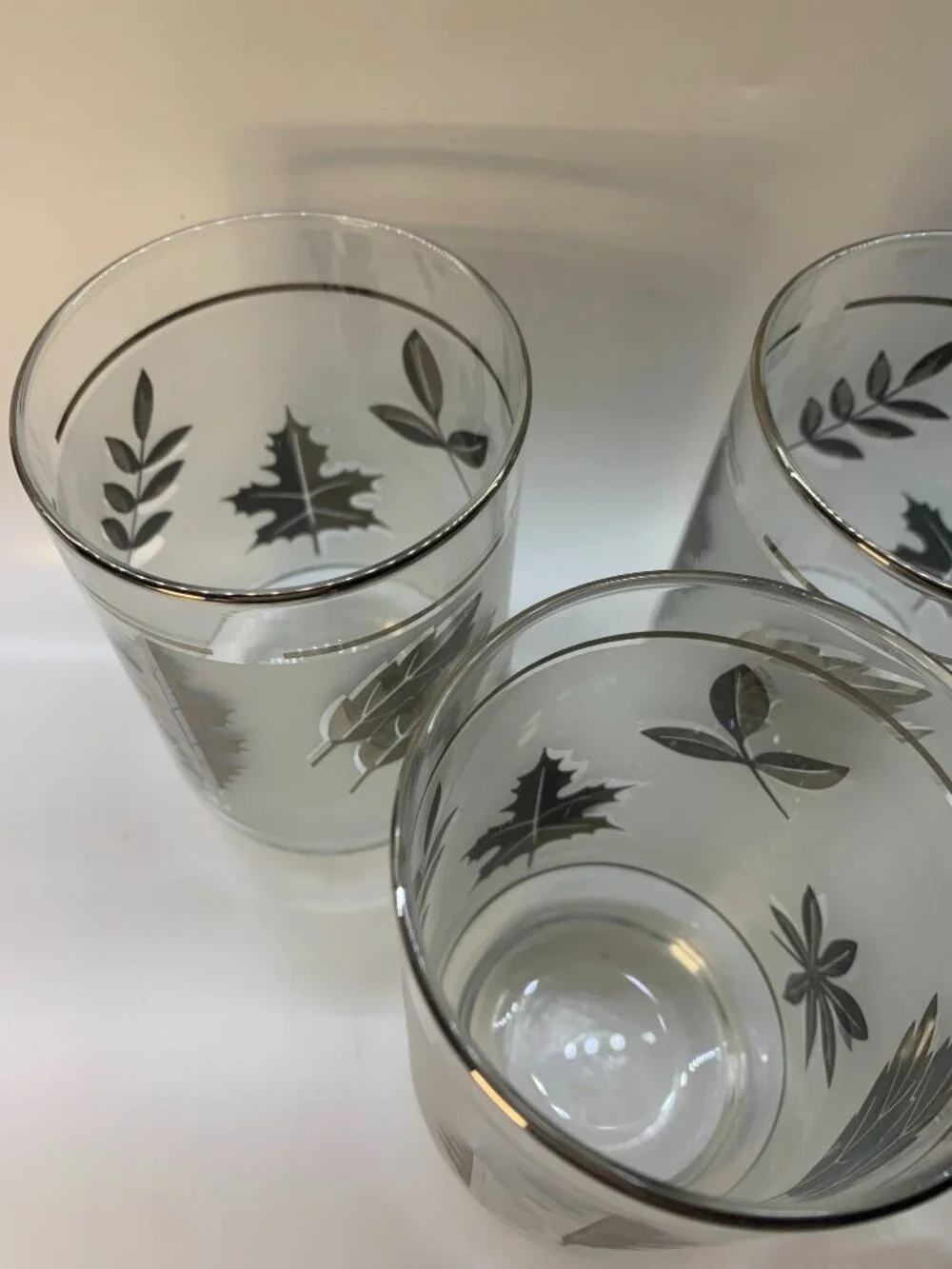Vintage Libbey Silver Foliage Glasses 12 oz Set of 4